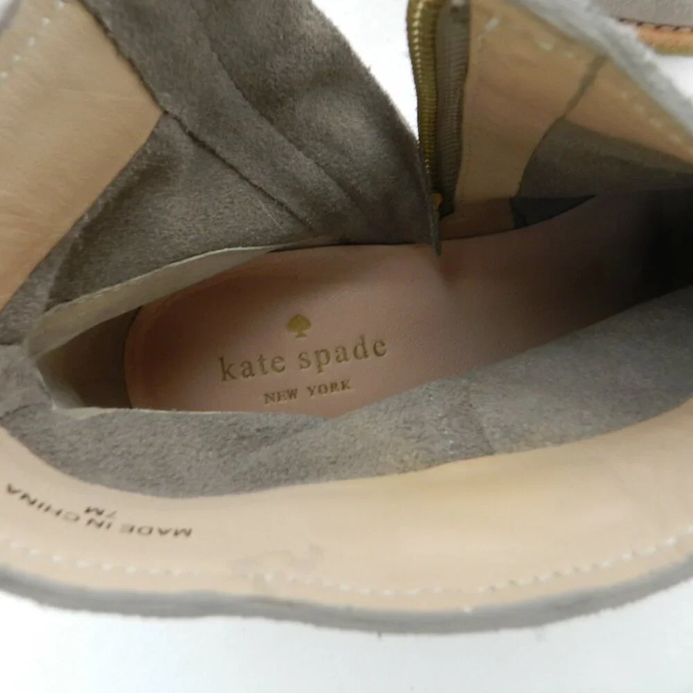 Kate Spade Bellamy Suede ankle boots booties w/tassel zip up Taupe NEW Size Sz 7